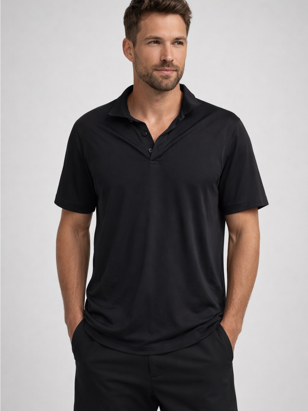 Lululemon Men’s Black Polo Shirt Athletic Fit, Stretch Performance,Aethleisure